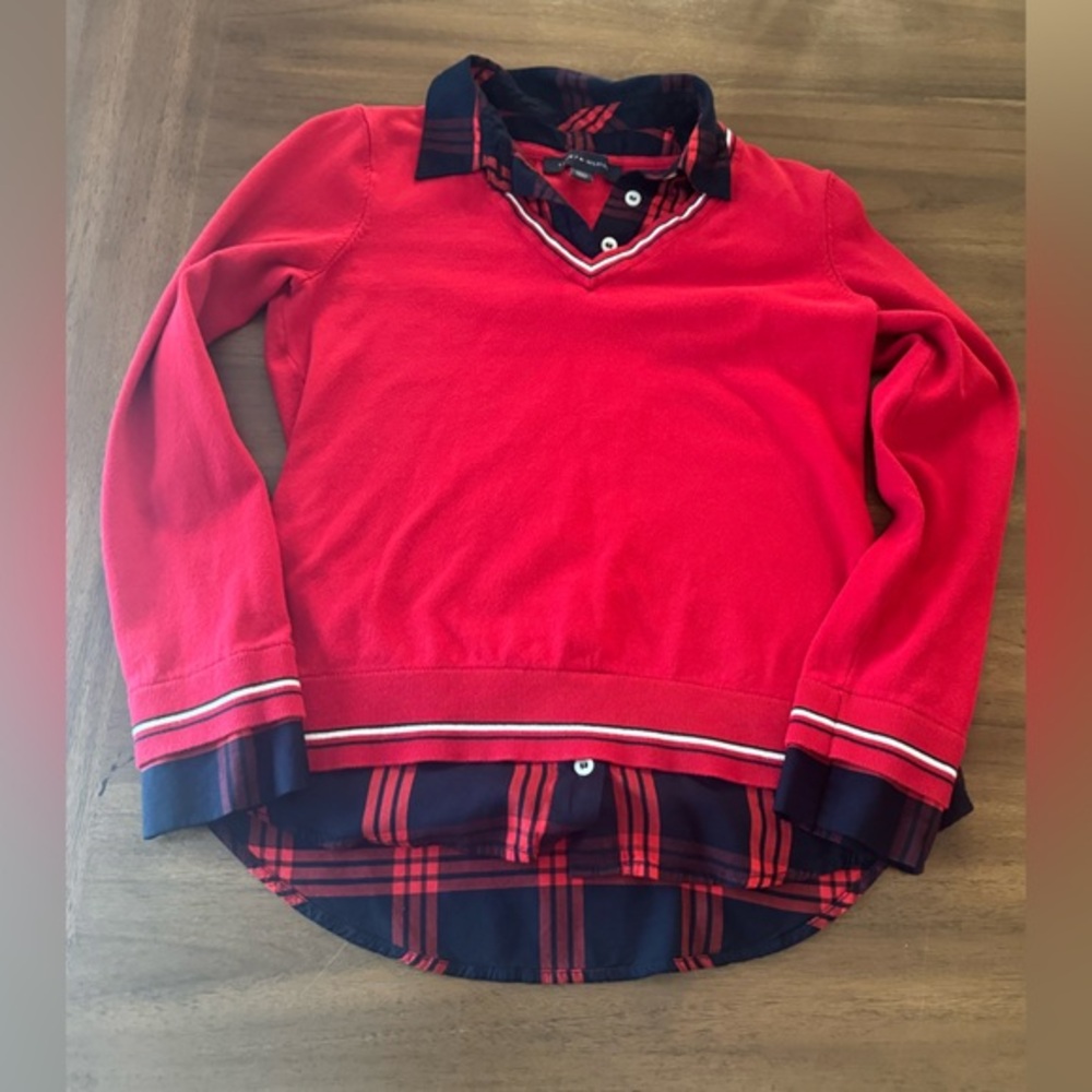 Tommy Hilfiger Red Navy Top XS